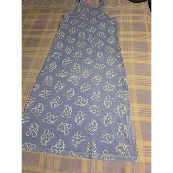 Vintage Periwinkle Blue Mickey Mouse All Over Print Cotton Disney Dress 90s AOP - Picture 10 of 10